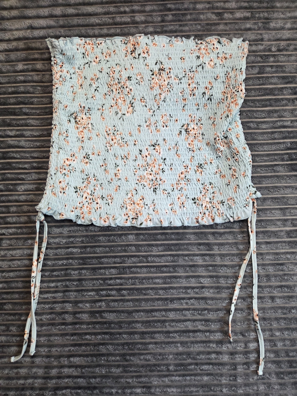 Almost Famous Light Blue Floral Smocked Cami with Side Ties - Picture 5 of 5